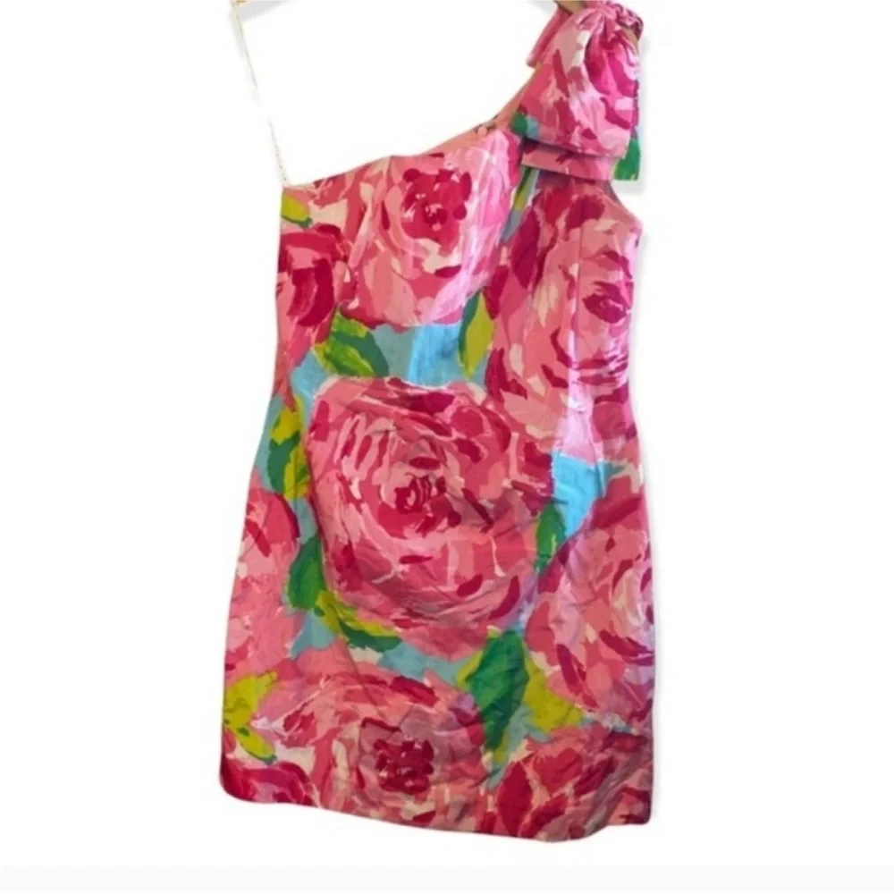 Lilly Pulitzer Pink and Green One-Shoulder Dress - Picture 6 of 6